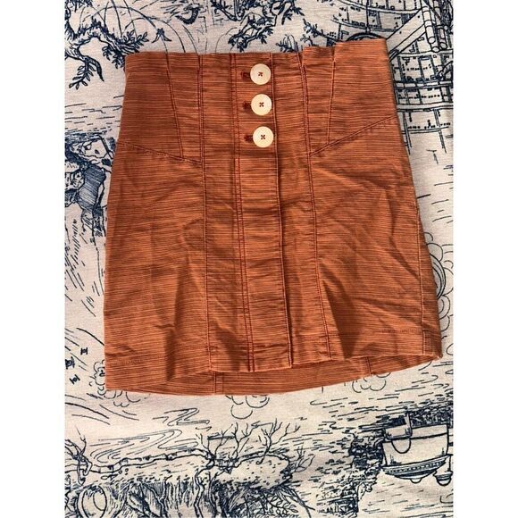 BEAUTIFUL UNIQUE Free People Every Minute Every Hour Terra Cotta Button-Up Mini - Picture 1 of 8